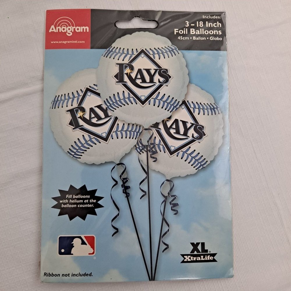 MLB Tampa Bay Rays Foil Balloons 18 In Sports Fan Party Decoration Three Pack